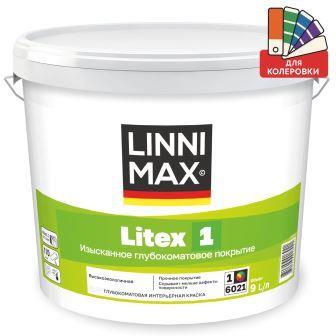 Краска интерьерная Linnimax Litex 1 — для стен и потолков, глубокоматовая (База 3, Под темную колеровку)